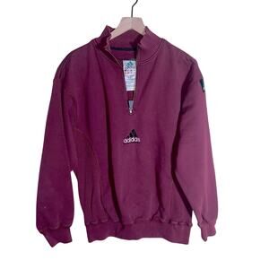VNTG ADIDAS burgundy embroidered quarter zip pullover S
